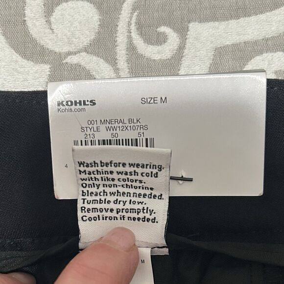 Nine West Pants Women M Black Pull On Crop Relaxed Mid Rise Preppy Office NWT - Picture 7 of 15